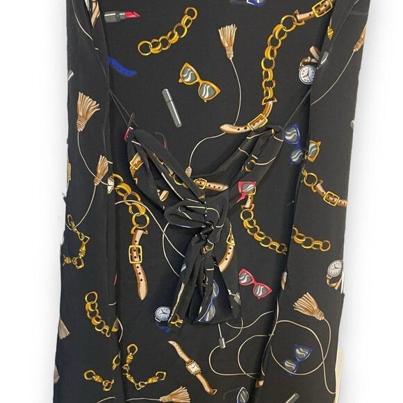 APT. 9 Belted Knee Length Dress Womens M Black Baroque Watches Sunglasses Casual - Picture 12 of 12